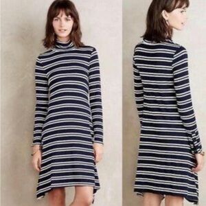 Maeve Striped Turtleneck DRESS Navy & White SOFT Stretchy